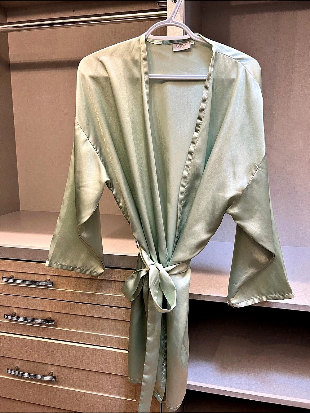 La Senza Satin-Style Wrap Robe in Green Size S/M